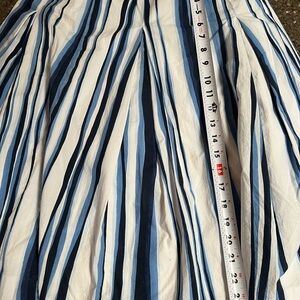 Talbots Blue and White A-Line Pleated Cotton Lined Skirt Size 10 Coastal